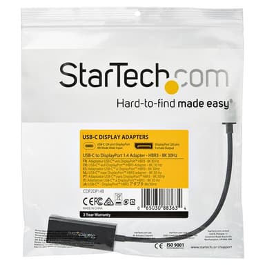 StarTech.com USB C to DisplayPort Adapter - 8K/5K/4K USB Type C to DP 1.4 Alt Mode Video Converter - HBR3/DSC/HDR - 8K 60Hz Thunderbolt 3 Compatible DisplayPort Monitor Display Adapter view 4