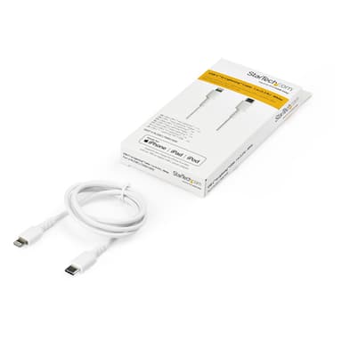 StarTech.com 3 foot (1m) Durable White USB-C to Lightning Cable - Heavy Duty Rugged Aramid Fiber USB Type C to Lightning Charger/Sync Power Cord - Apple MFi Certified iPad/iPhone 12 view 5