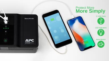 APC Back-UPS BE850G2-GR - Emergency power supply 8x socket, 850VA, 2 USB chargers, 1 USB data port view 5