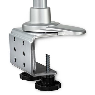 StarTech.com Desk Mount Quad Monitor Arm – Premium Articulating VESA 4 Monitor Mount 2x2 up to 30" (24.8lb/11.3kg) – Ergonomic Height Adjustable Pole Mount - Tilt/Swivel/Rotate - C-Clamp/Grommet - Silver - TAA view 10