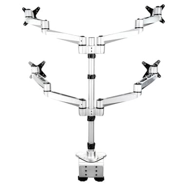 StarTech.com Desk Mount Quad Monitor Arm – Premium Articulating VESA 4 Monitor Mount 2x2 up to 30" (24.8lb/11.3kg) – Ergonomic Height Adjustable Pole Mount - Tilt/Swivel/Rotate - C-Clamp/Grommet - Silver - TAA view 8