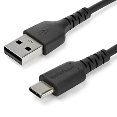 StarTech.com 2m USB A to USB C Charging Cable - Durable Fast Charge & Sync USB 2.0 to USB Type C Data Cord - Rugged TPE Jacket Aramid Fiber M/M 3A Black - Samsung S10, iPad Pro, Pixel view 1