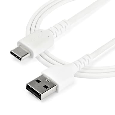 StarTech.com 1m USB A to USB C Charging Cable - Durable Fast Charge & Sync USB 2.0 to USB Type C Data Cord - Rugged TPE Jacket Aramid Fiber M/M 3A White - Samsung S10, iPad Pro, Pixel view 6