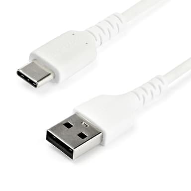 StarTech.com 1m USB A to USB C Charging Cable - Durable Fast Charge & Sync USB 2.0 to USB Type C Data Cord - Rugged TPE Jacket Aramid Fiber M/M 3A White - Samsung S10, iPad Pro, Pixel view 1