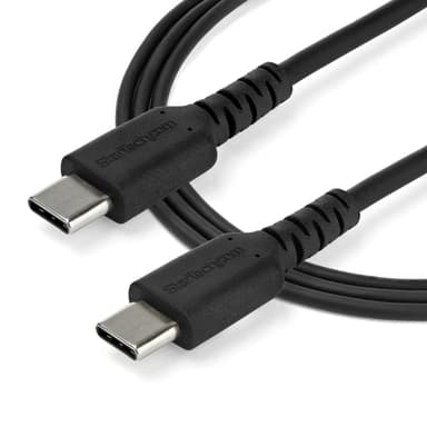 StarTech.com 1m USB C Charging Cable - Durable Fast Charge & Sync USB 2.0 Type C to USB C Laptop Charger Cord - TPE Jacket Aramid Fiber M/M 60W Black - Samsung S10 S20 iPad Pro MS Surface view 4
