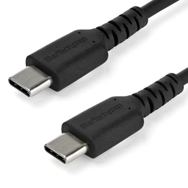 StarTech.com 1m USB C Charging Cable - Durable Fast Charge & Sync USB 2.0 Type C to USB C Laptop Charger Cord - TPE Jacket Aramid Fiber M/M 60W Black - Samsung S10 S20 iPad Pro MS Surface view 1