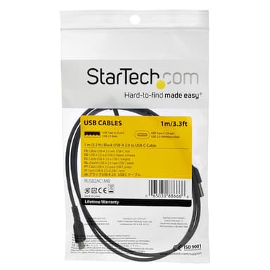 StarTech.com 1m USB C Charging Cable - Durable Fast Charge & Sync USB 2.0 Type C to USB C Laptop Charger Cord - TPE Jacket Aramid Fiber M/M 60W Black - Samsung S10 S20 iPad Pro MS Surface view 5