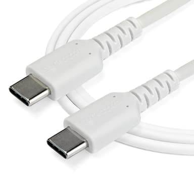 StarTech.com 1m USB C Charging Cable - Durable Fast Charge & Sync USB 2.0 Type C to USB C Laptop Charger Cord - TPE Jacket Aramid Fiber M/M 60W White - Samsung S10 S20 iPad Pro MS Surface view 4