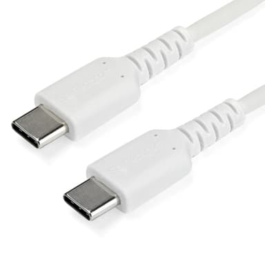 StarTech.com 1m USB C Charging Cable - Durable Fast Charge & Sync USB 2.0 Type C to USB C Laptop Charger Cord - TPE Jacket Aramid Fiber M/M 60W White - Samsung S10 S20 iPad Pro MS Surface view 1