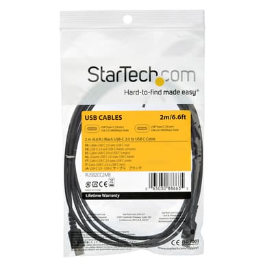 StarTech.com 6.6ft (2m) USB-C Fast Charging Cable, Rugged, Charge & Sync, 60W (3A) PD, USB 2.0, Black TPE Jacket and Aramid Fiber - USB C Charging Cord view 5