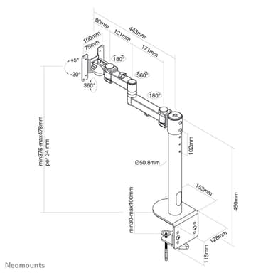 Neomounts FPMA-D960BLACKPLUS Monitor arm 10-49" view 6