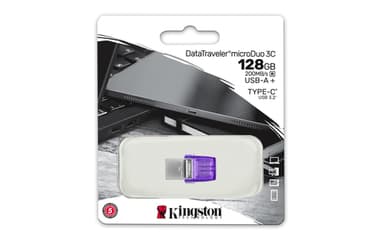 Kingston Technology DataTraveler 128GB microDuo 3C 200MB/s dual USB-A + USB-C view 5