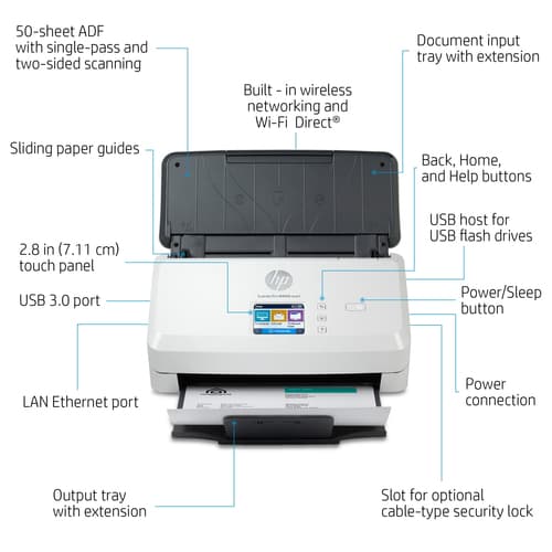 HP Scanjet Pro N4000 snw1 Sheet-feed Scanner Sheet-fed scanner 600 x 600 DPI A4 Black, White