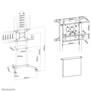 Neomounts NS-M1250BLACK TV trolley 37-70" - rotatable view 16