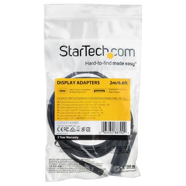 StarTech.com 6ft (2m) USB C to DisplayPort 1.4 Cable 8K 60Hz/4K - Bidirectional DP to USB-C or USB-C to DP Reversible Video Adapter Cable -HBR3/HDR/DSC - USB Type C/TB3 Monitor Cable (CDP2DP142MBD) view 5