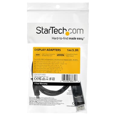 StarTech.com 3.3ft (1m) USB C to DisplayPort 1.2 Cable 4K 60Hz - Bidirectional DP to USB-C or USB-C to DP Reversible Video Adapter Cable - HBR2/HDR - USB Type C/Thunderbolt Monitor Cable view 5