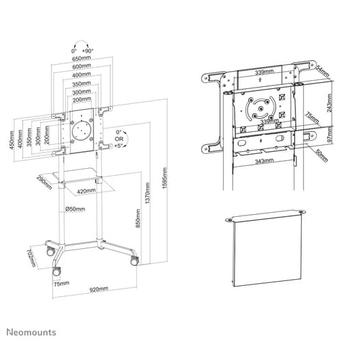 Neomounts NS-M1250WHITE TV trolley 37-70" - rotatable