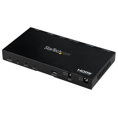StarTech.com 2-Port HDMI Splitter (1x2) - 4K 60Hz UHD HDMI 2.0 Audio Video Splitter w/ Scaler & Audio Extractor (3.5mm/SPDIF) - Dual HDMI Splitter (1-In 2-Out) - EDID Copy - TV/Projector view 1