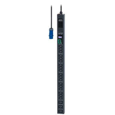 APC Easy Rack PDU, Metered, 0U, 1 Phase, 3.7kW, 230V, 16A, 18 x C13 and 3 x C19 outlets, IEC60309 2P+E inlet view 1