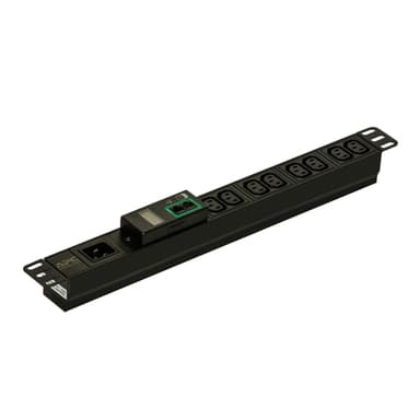 APC Easy Rack PDU, Metered, 1U, 1 Phase, 3.7kW, 230V, 16A, 8 x C13 outlets, IEC60320 C20 inlet view 1