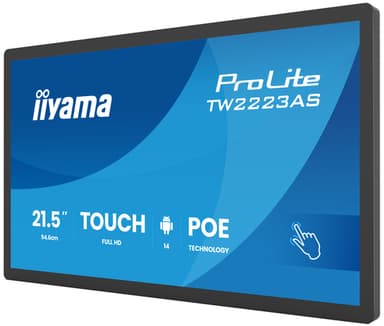 iiyama TW2223AS-B3P Signage Display Interactive flat panel 54.6 cm (21.5") Wi-Fi 450 cd/m² Full HD Black Touchscreen Built-in processor Android 24/7 view 4