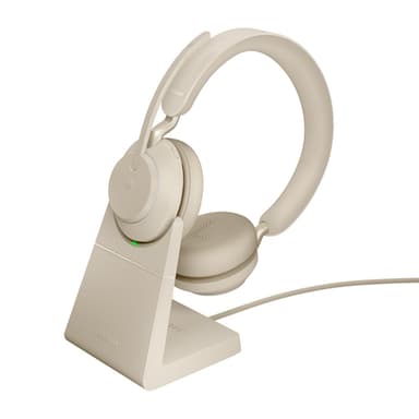 Jabra Evolve2 65 USB-A Beige MS Chrg stand Stereo view 1