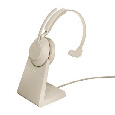Jabra Evolve2 65 USB-A Beige MS Chrg stand Mono view 1