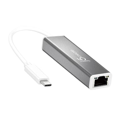 j5create JCE133G USB-C™ to Gigabit Ethernet Adapter, Grey and White view 1