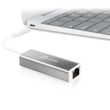 j5create JCE133G USB-C™ to Gigabit Ethernet Adapter, Grey and White view 4