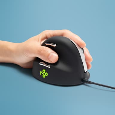 R-Go Tools Ergonomic mouse R-Go HE Break with break software, large (hand size ≥ 185 mm), left-handed, Wired, black view 1