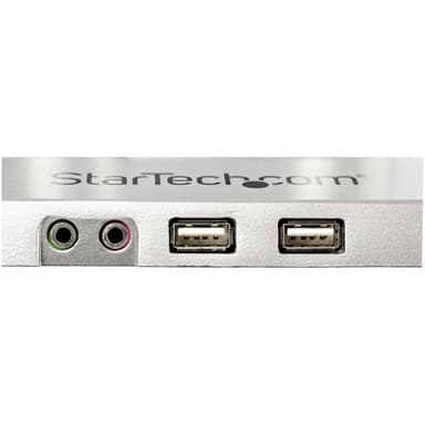 StarTech.com Desk Mount Dual Monitor Arm with USB & Audio, Desk Clamp VESA Mount for up to 32" (17.6lb/8kg) Displays, Ergonomic Full Motion Dual Monitor Arm - Silver view 2
