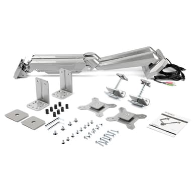 StarTech.com Desk Mount Dual Monitor Arm with USB & Audio, Desk Clamp VESA Mount for up to 32" (17.6lb/8kg) Displays, Ergonomic Full Motion Dual Monitor Arm - Silver view 15