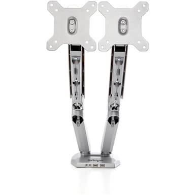 StarTech.com Desk Mount Dual Monitor Arm with USB & Audio, Desk Clamp VESA Mount for up to 32" (17.6lb/8kg) Displays, Ergonomic Full Motion Dual Monitor Arm - Silver view 8