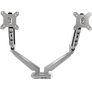 StarTech.com Desk Mount Dual Monitor Arm with USB & Audio, Desk Clamp VESA Mount for up to 32" (17.6lb/8kg) Displays, Ergonomic Full Motion Dual Monitor Arm - Silver view 10