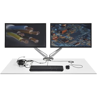 StarTech.com Desk Mount Dual Monitor Arm with USB & Audio, Desk Clamp VESA Mount for up to 32" (17.6lb/8kg) Displays, Ergonomic Full Motion Dual Monitor Arm - Silver view 4