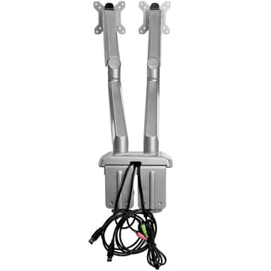 StarTech.com Desk Mount Dual Monitor Arm with USB & Audio, Desk Clamp VESA Mount for up to 32" (17.6lb/8kg) Displays, Ergonomic Full Motion Dual Monitor Arm - Silver view 9