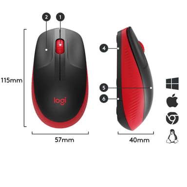 Logitech M190 Full-size wireless mouse view 6