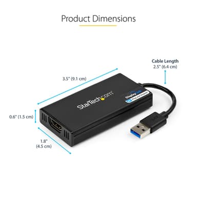 StarTech.com USB 3.0 to HDMI Adapter - 4K 30Hz Ultra HD - DisplayLink Certified - USB Type-A to HDMI Display Adapter Converter for Monitor - External Video & Graphics Card - Mac & Windows view 10