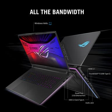 ASUS ROG Strix SCAR 18 G835LX-SA009W Intel Core Ultra 9 275HX Laptop 45.7 cm (18") WQXGA 64 GB DDR5-SDRAM 2 TB SSD NVIDIA GeForce RTX 5090 Wi-Fi 7 (802.11be) Windows 11 Home Black view 10