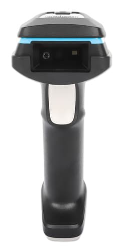 Manhattan Wireless 2D Handheld Barcode Scanner, 250mm Scan Depth, up to 80m effective range (line of sight), Max Ambient Light 100,000 lux (sunlight), Black, Charging cable (USB-A to USB-C into device) 1m included, Three Year Warranty view 3