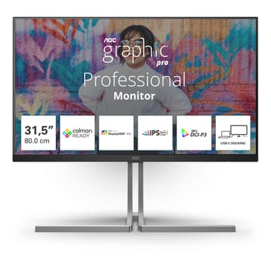 AOC U3 U32U3CV computer monitor 80 cm (31.5") 3840 x 2160 pixels 4K Ultra HD LCD Black view 1