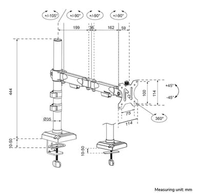 Neomounts DS60-600BL1 Monitor arm 10-32" - Quick-fix - 180°-stop view 17