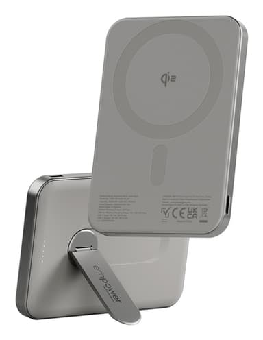 PanzerGlass empower™ by ® empower™ Bank w. Spin Stand | 5000mAh | Titanium Wireless charging view 1