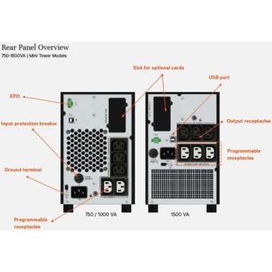 Vertiv Liebert Edge Uninterruptible Power Supply (UPS) - 750VA 675W 230V Line Interactive AVR Mini Tower |0.9 PF view 3