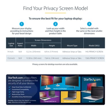 StarTech.com 14-inch 16:9 Laptop Privacy Screen, Reversible Gold Filter w/Enhanced Privacy, Computer Security Filter, Removable Screen Protector/Shield, +/- 30 Deg. view 11