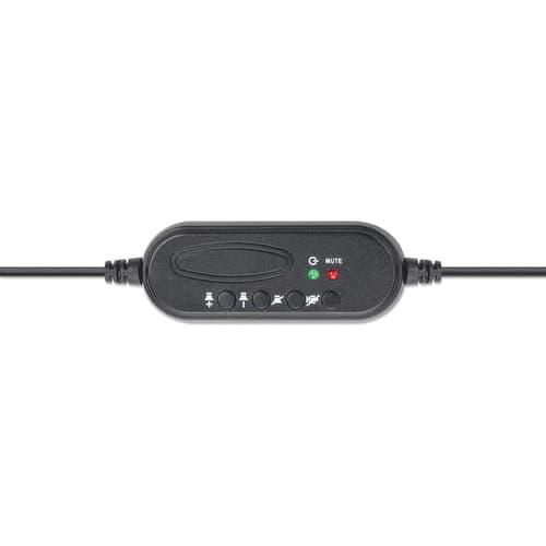 Manhattan Mono Over-Ear Headset (USB), Microphone Boom (padded), Retail Box Packaging, Adjustable Headband, In-Line Volume Control, Ear Cushion, USB-A for both sound and mic use, cable 1.5m, Three Year Warranty
