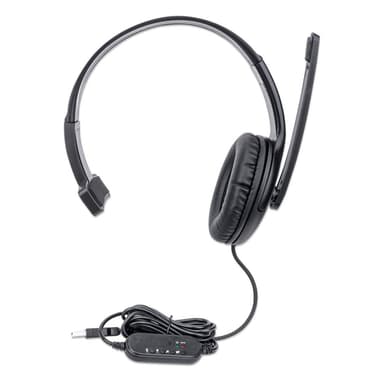 Manhattan Mono Over-Ear Headset (USB), Microphone Boom (padded), Retail Box Packaging, Adjustable Headband, In-Line Volume Control, Ear Cushion, USB-A for both sound and mic use, cable 1.5m, Three Year Warranty view 6