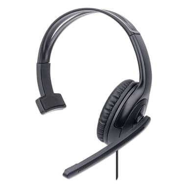 Manhattan Mono Over-Ear Headset (USB), Microphone Boom (padded), Retail Box Packaging, Adjustable Headband, In-Line Volume Control, Ear Cushion, USB-A for both sound and mic use, cable 1.5m, Three Year Warranty view 1