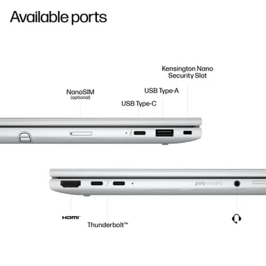 HP EliteBook 8 Flip G1i AI Intel Core Ultra 7 255U Hybrid (2-in-1) 33.8 cm (13.3") Touchscreen WUXGA 16 GB LPDDR5x-SDRAM 512 GB SSD Wi-Fi 7 (802.11be) Windows 11 Pro AI PC Silver view 4
