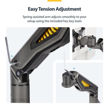 StarTech.com Desk Mount Monitor Arm, Up To 32" Display, Max 22lb/10kg, VESA 75x75/100x100, C-Clamp, Fully Articulating, Mechanical Spring, TAA-compliant view 15